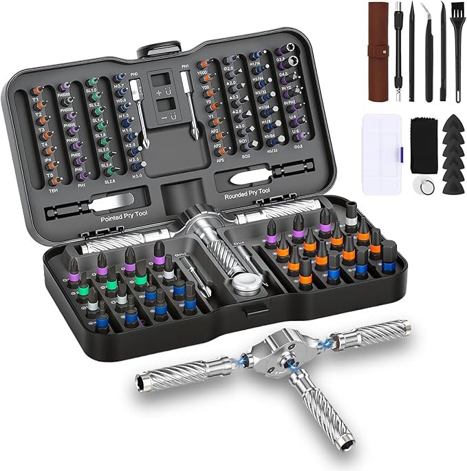 115 in 1 Ratchet Screwdriver Set, Magnetic Screwdriver sets, Multi Bit Free Combination Ratchet Screwdriver Set Portable Repair Tool Kit for Furniture, Computer, Bicycle and DIY