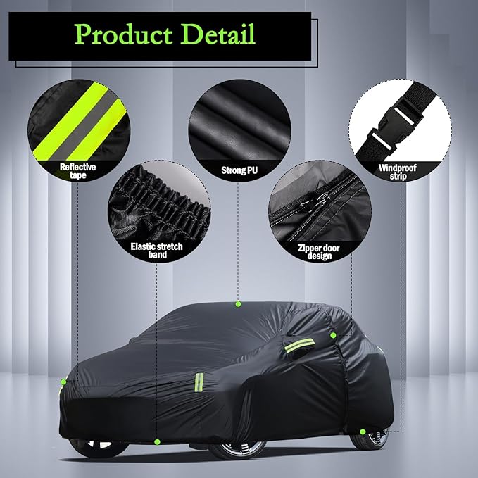 Car Cover Custom Fit for 2014-2024 Mini Cooper/Cooper S 2-Door, Waterproof All Weather Full Exterior Cover Rain Sun Protector with Door Zipper