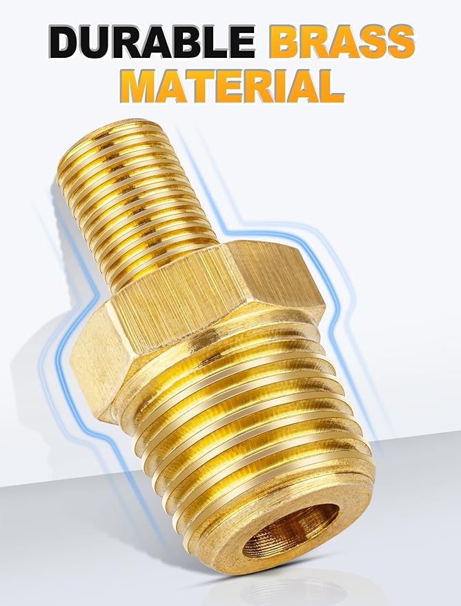 EVOULTES Brass Air Inflator Adapter, 1/4" NPT (M) to Standard Schrader Valve (M), Tire Inflator Connector for Auto Portable Air Compressor/Pump, Air Hose, Air Chuck (2 Packs)