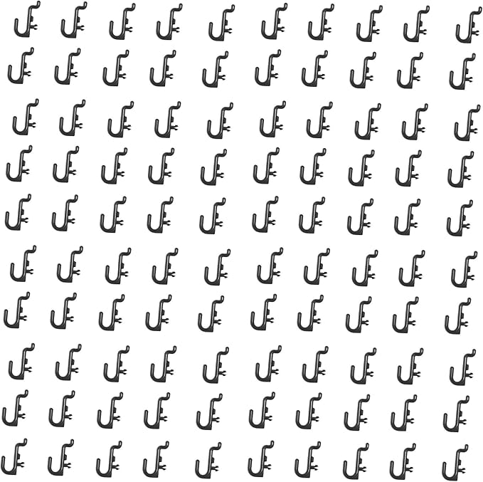JSP Manufacturing Peg Board Plastic J Hook Style Hooks | Garage Tool Storage Craft Hooks Pegboard Asscessories (150, Black)