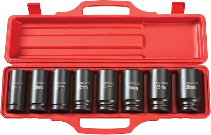 TEKTON 3/4 Inch Drive Deep 6-Point Impact Socket Set with Case, 8-Piece (27-38 mm) | 4889