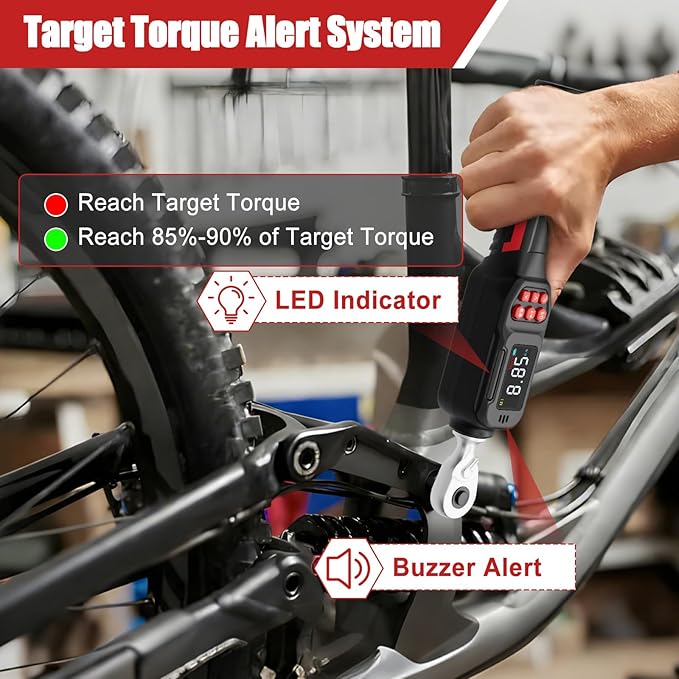 VANPO 1/4-Inch Digital Torque Wrench, 4–8.85 ft-lb/0.6–12 Nm, ±2% Accuracy, Electronic Torque Wrench with LCD Display, Audible & Color Feedback,Data Storage for Scopes, Bike & Precision Repair