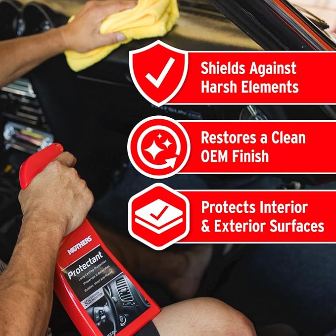 Mothers Protectant, 24 oz. – Long-Lasting UV Protection for Rubber, Vinyl & Plastic, Shields Dash, Trim, Bumpers & Tires from Fading, Cracking & Drying, Restores a Clean OEM Finish (05324)