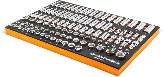 GEARWRENCH 104 Piece 3/8” Drive Master Metric Socket Set in Foam Storage Tray - GWMSSKT38MM