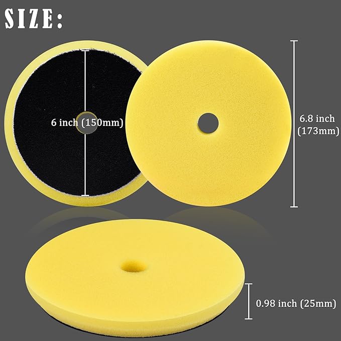 SIQUK 4 Pieces Buffing Polishing Pads 6 Inch Orbital Buffer Pads Hook and Loop Buffing Pads Polisher Pads Car Buffing Foam Pad for Compounding, Polishing and Waxing