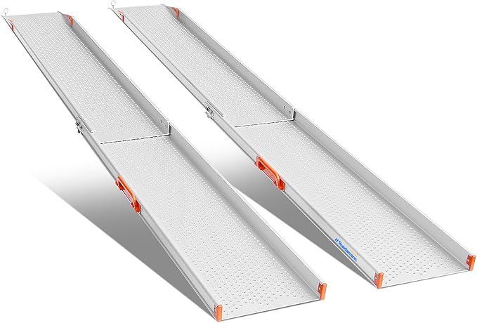 Ruedamann 8FT Surprisingly Sturdy Telescopic Scooter Ramp for Van 11-5/8" Wider per ramp, Super Portable ramp, 800 lbs Capacity ramp for Wheelchair for Home Steps for Electric Wheelchairs, Ebikes