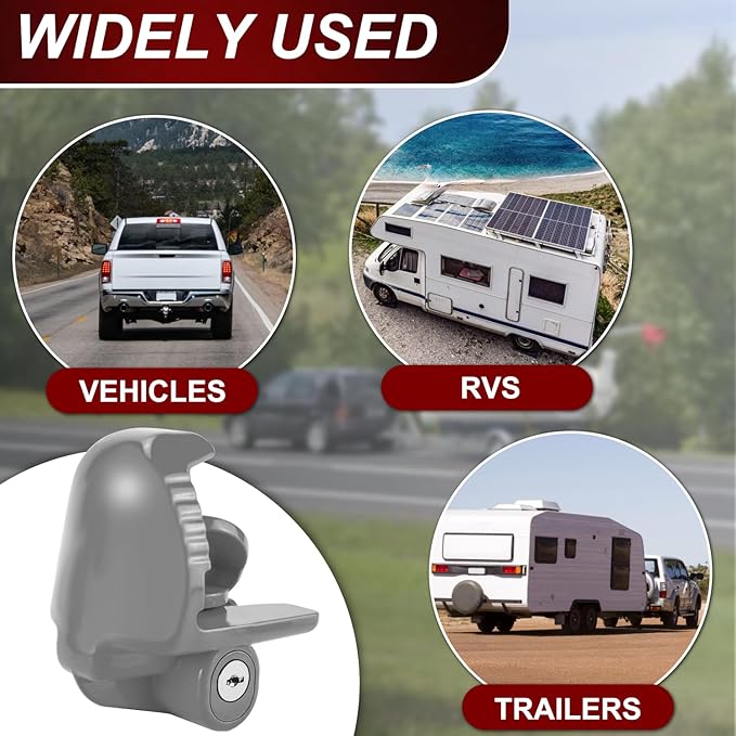 Cenipar Trailer Hitch Lock Universal Size Fit 1-7/8", 2", and 2-5/16" Couplers, Heavy Duty Steel, for Vehicles, Trailers, and RVs(Grey)
