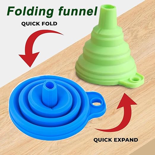 Kitchen Funnel Set of 3,Small,Medium and Large,Kitchen Gadgets Accessories Foldable Silicone Collapsible Food Grade Funnels for Kitchen Use Daily Cooking Filling Bottles Liquid Powder Transfer
