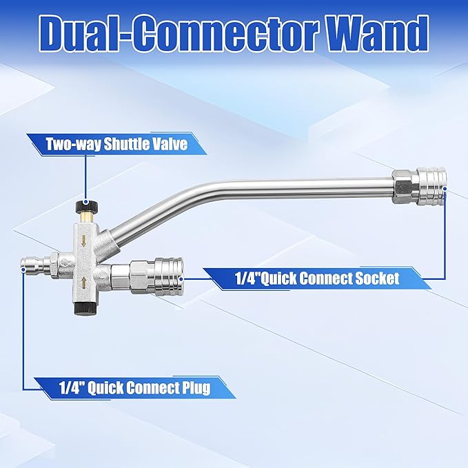 PWACCS Pressure Washer Foam Cannon Dual Connector Accessory, Power Washer Double Tip Attachment for Adjustable Foam Blaster, 1/4" Quick Connect Big Mouth Snow Foam Lance 1.5 L, 3600 PSI