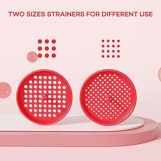 Pisol Wide Mouth Versatile Funnel, Canning Funnels for Kitchen Use, Food Grade Plastic Cooking Funnel Set with 4 Size Spouts and 2 Strainers for Filling Different Bottles and Bags, Red