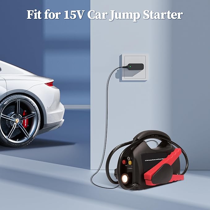15V 1A Charger for Car Jump Starter Power Supply for Peak 450A 500A 600A 800A 1000A Peak AC Adapter for Auto Battery for Booster for TACKLIFE T6 for DBPOWER DJS50 for GOOLOO Jump Starter JATERSERN