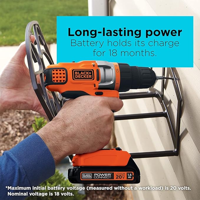 BLACK+DECKER 20V MAX Cordless Drill Driver with Battery and Charger, LED Work Light (LDX220C)