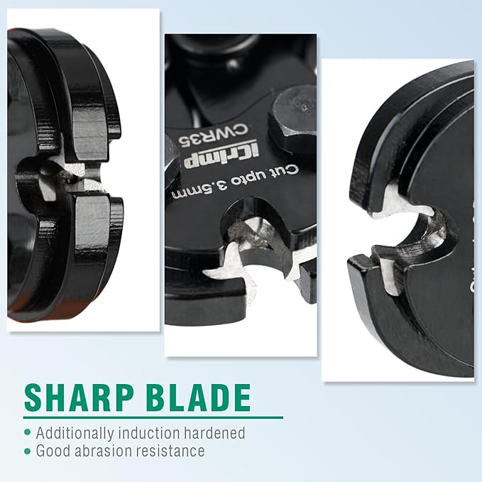 iCrimp 3.5mm Ratchet Wire Rope Cutter with 61 HRC Hardened Blade for Bicycle, Aircraft, Copper & Piano Cables, CWR35