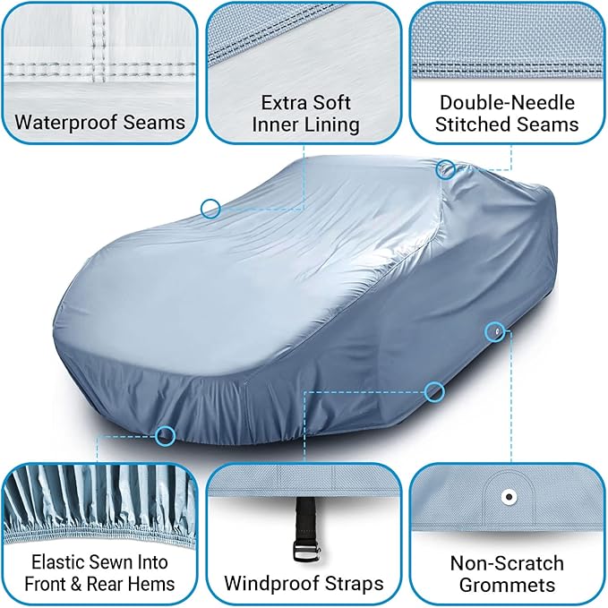 iCarCover Premium Car Cover for 1983-1992 Mazda 626 Heavy Duty Waterproof All-Weather Automobiles Custom Fit Indoor Outdoor UV Snow Protection Covers with Straps and Bag