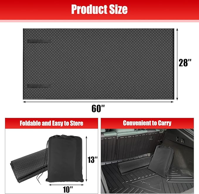Rolling Creeper Mat with Storage Bag, 60''x28'' Portable Mechanic Mat for Working Under Car, Foldable Magic Creeper Rolling Mat for Low Clearance, Auto Repairing Tool for Working on the Ground