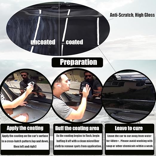 10H Nano Ceramic Coating for Cars, 50ML High Gloss Anti-Scratch SiO2 Ceramic Car Coating Kit, Plastic, Glass, Wheel Polishing, Hydrophobic, Long Lasting Protection