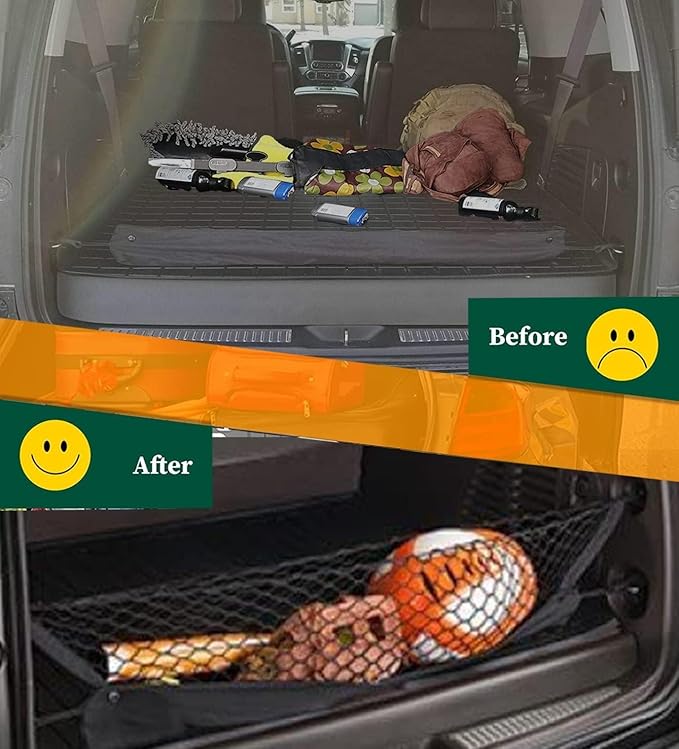 Envelope Style Cargo Net Compatible with Chevrolet Chevy Suburban, Cadillac Escalade, GMC Yukon XL Denali SLE SLT AT4 New 2026 2025 2024 2023 2022 2021 2020 2019 2018-2015 Trunk Car Tailgate Netting