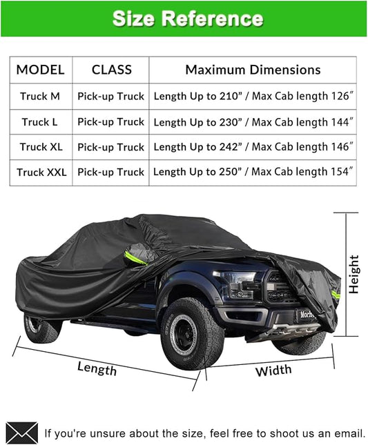 Pickup Truck Cover Waterproof All Weather, Outdoor Indoor Truck Protection Cover for Ford f150 / Chevy Silverado/Dodge Ram 1500, Truck Tarp Cover Black(Length 242 to 250 inch)