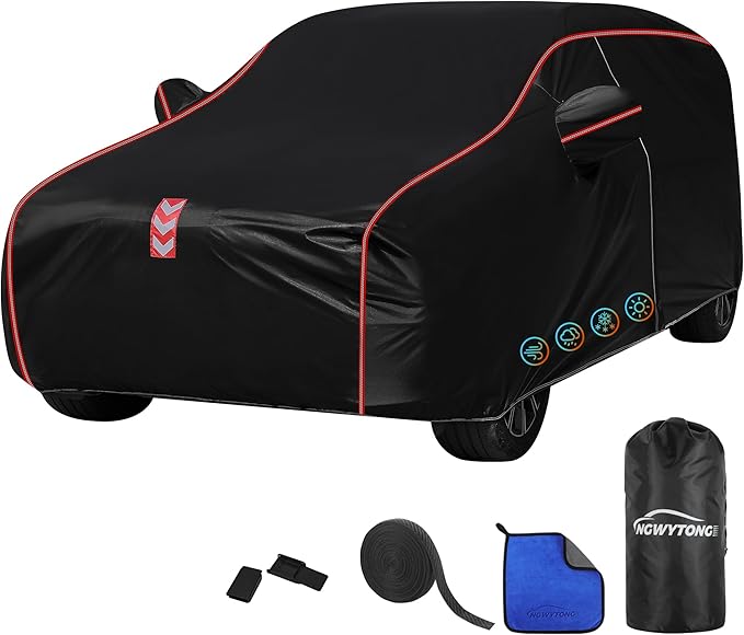 SUV Car Cover, All-Around Fastening 60s Quick-Install, 4 Upgrades for SUV 191in-200in for Car Cover Waterproof All Weather