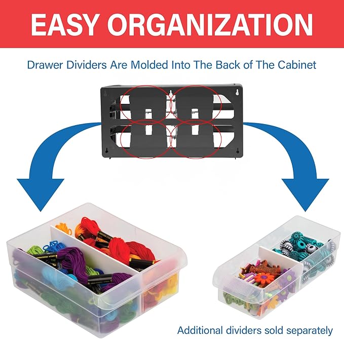 Akro-Mils 26-Drawer Plastic Drawer Storage Cabinet for Garage Organization, Bead Organizer, Building Bricks Storage, Teacher Toolbox, Makeup Organizer, 20" W x 6" D x 10" H, 10726 Black