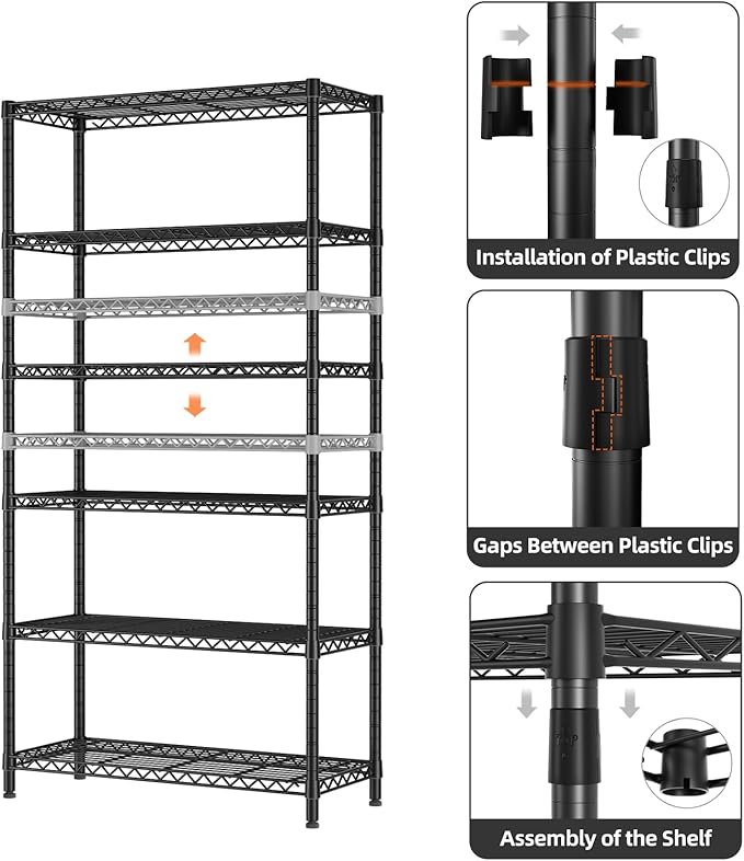 SINGAYE Shelf Closet Wire Shelving：Adjustable Metal Unit for Laundry Room Organization Bathroom Kitchen Home Garage Storage Pantry Rack Shelves