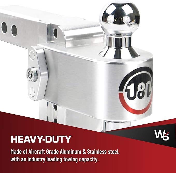 Weigh Safe Adjustable Trailer Hitch Ball Mount, 4" Adjustable Drop Hitch for 2" Receiver w/ 2 pc Keyed Alike Lock Set, Heavy Duty Aluminum Trailer Tow Hitch w/Chrome Plated Tow Balls, 12,500 lbs GTW