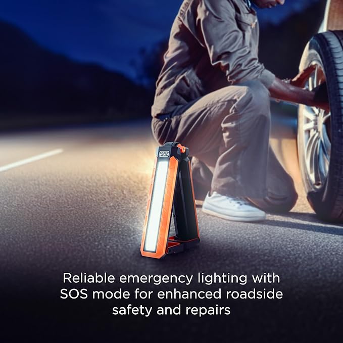 BLACK+DECKER Rechargeable Hanging LED Light, 1100 Lumens Foldable Double-Sided LED Work Light, 5 Modes, Tripod, Hook & Magnetic Mount, Indoor/Outdoor IP54 Weather-Resistant COB Lighting, Adjustable