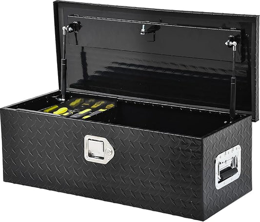 AUTOSAVER88 39 Inch Truck Bed Tool Box, Heavy Duty Aluminum Diamond Plate Tool Box Chest, Waterproof Chest Storage Box with Sliding Shelf and Lock for Trucks, Trailers, RVs, Warehouses