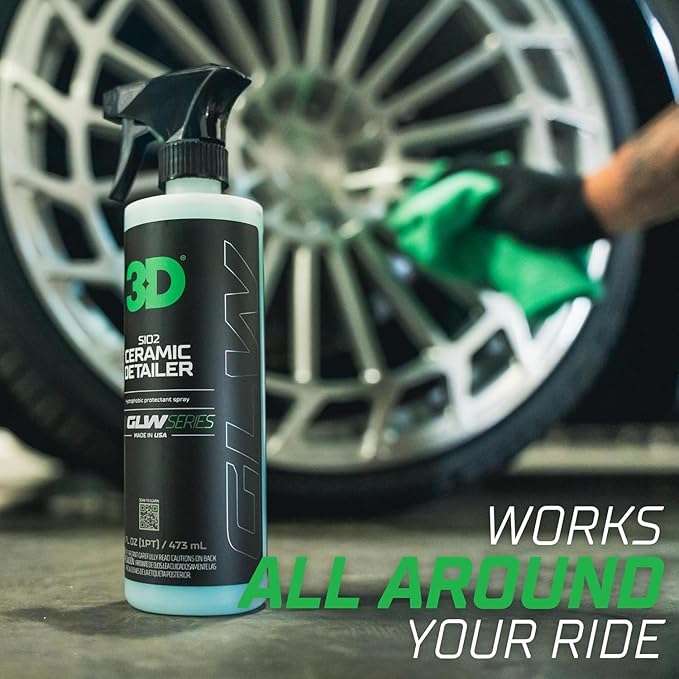3D SiO2 Ceramic Detailer 1 Gallon – Quick Detailer with Advanced SiO2 Polymers – Hydrophobic Protection, UV Defense, High Gloss Finish, Ceramic Coating Booster – Professional Car Care – Made in USA