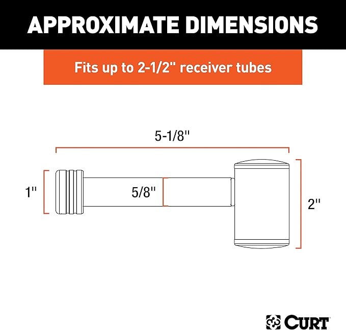 CURT 23504 Right-Angle Trailer Hitch Lock, 5/8-Inch Pin Diameter, Fits 2 or 2-1/2-Inch Receiver