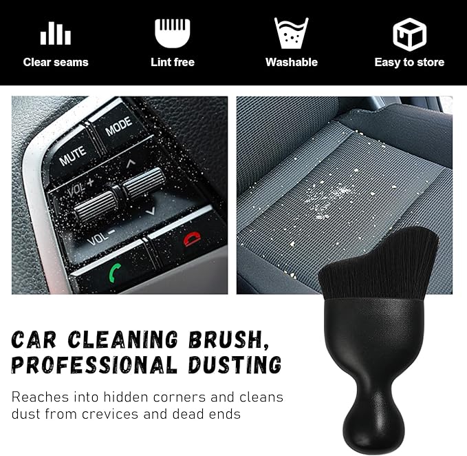 Ziciner 2 PCS Car Detailing Brush, Curved Soft Bristles Auto Removal Dust Collectors, Universal Vehicle Dashboard, Air Conditioner Vents etc Interior Cleaning Tool Accessories (Black)