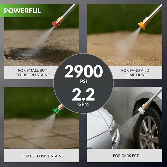 Giraffe Tools Grandfalls Wall Mounted Pressure Washer Pro, Max 2900 PSI, 2.2 GPM Electric Power Washer with 100ft Retractable Hose, Foam Cannon, 4-Nozzles, Automatic Rewind