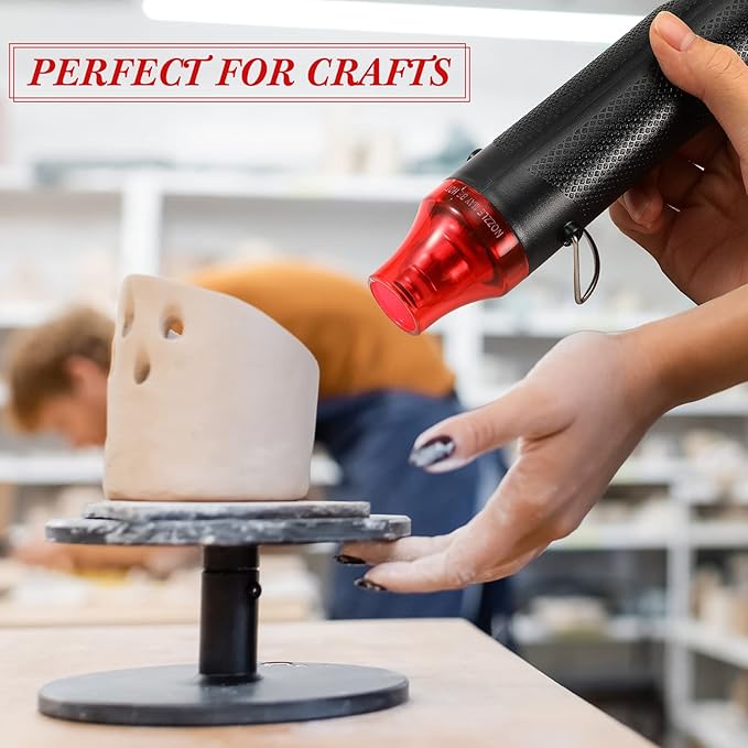3 Pcs Heat Gun for Crafts Mini Portable Handheld Hot Air Gun for DIY Crafts Embossing Epoxy Resin Shrink Wrapping Vinyl Wrap Drying Paint Clay Cup Turner Candle Making, 300w, Black