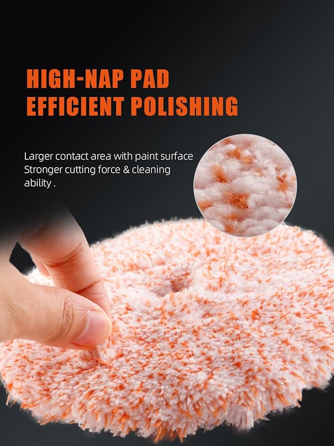 Buffing Polishing Pads, SPTA 3 Inch 80mm Body Repair Polishing Pad Set Made for 3 Inch Backing Plate, 6 Pcs Buffing Pads with Sponge, Wool and Micro-Fiber Pad Set (5 Inch (125mm) Sets)