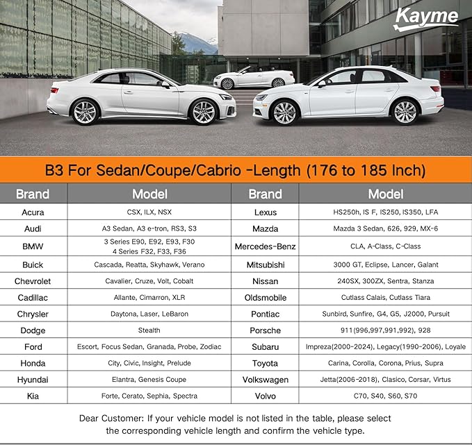 Kayme Hail Protector Car Cover, Anti Hail Multilayer Thickened Full Car Cover,Outdoor Waterproof All Weather Custom Fit Porsche 911, Honda Civic, Toyota Corolla, Nissan Sentra, Mazda 3, Audi A3 etc