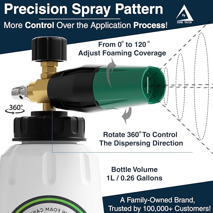 DBR Tech® Foam Cannon for Pressure Washer | Pro Grade, 1.1mm Orifice, 1000-4000 PSI