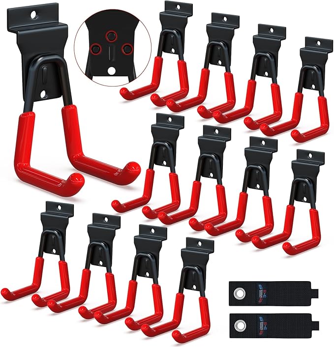3-H Slat Wall Hooks 12 Pack 4.5 Inch U Shape,Heavy Duty Slot Board Hangers, Slat Wall Display Hooks for Garage Organization Retail Store Garden Tools Storage Panel Accessories (Red