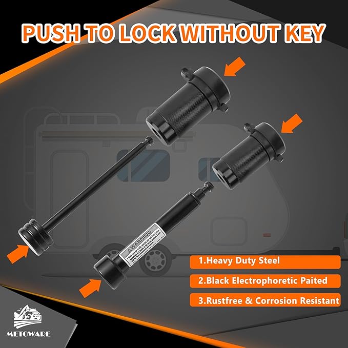 METOWARE Keyed Alike Trailer Hitch Lock Set, 5/8" Pin Fits 2" 2.5" Receivers for Ram 2500 3500, Ford F-250 F-350, 1/4" Coupler Lock with 3-1/2" Span, Anti-Theft Towing Security for Boat RV Truck