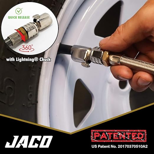 JACO FlowPro Digital Tire Inflator Gauge (200 PSI) with Lock-on Dually Air Chuck (Bundle Kit)