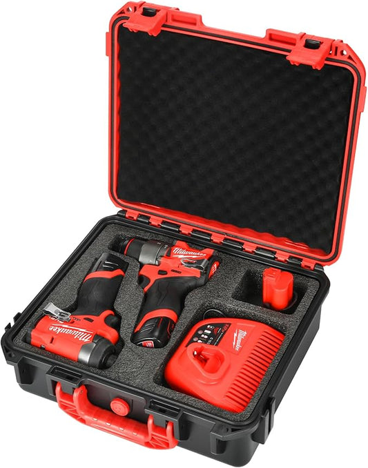 Case for Milwaukee M12 Impact Driver & Drill Set - Tool Box for Milwaukee Fuel Tools Combo Kit, Tool Bag for Drill/Impact Driver/Battery & Charger (Case Only)