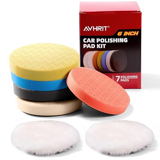 7-PCS Car Detailing Polishing Pad Set: Compatible with 6" Backing Plates, Features Dual Action Sponge Buffing Pads, Ideal for Use with Polishers to Perform Detailing, Waxing and Polishing Work