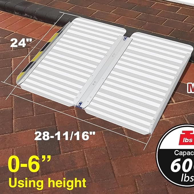 Ruedamann 2 FT Portable Wheelchair Ramp, Sturdy Non-Slip Aluminum Wheelchair Ramp with Upgraded Hinge, Aluminum Folding Ramp for Doorways, Ramp for Wheelchairs, Scooters, Steps, Stairs, Pets