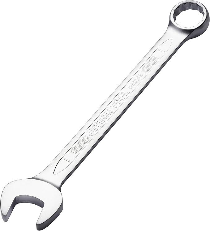 Jetech 1 Inch Combination Wrench - Industrial Grade Spanner with 12-Point Design, 15-Degree Offset, Made with Durable Chrome Vanadium Steel in Sand Blasted Finish, Forged, Heat-Treated, SAE