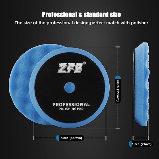 Buffing Polishing Pads, ZFE 7Pcs 5"(125mm) Waffle Foam Buffing Pads Polishing Pads Wool Pad Kit for 5Inch Backing Plate RO/DA/GA Car Polisher Boat Compounding, Polishing and Waxing