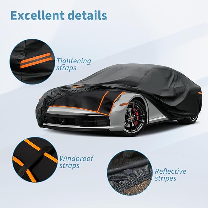 Kayme Hail Protector Car Cover, Anti Hail Multilayer Thickened Full Car Cover,Outdoor Waterproof All Weather Custom Fit Porsche 911, Honda Civic, Toyota Corolla, Nissan Sentra, Mazda 3, Audi A3 etc