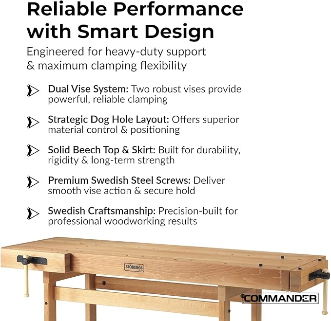 Sjobergs Scandi Plus 1825 Beech Wood Workbench (SJO-33279)