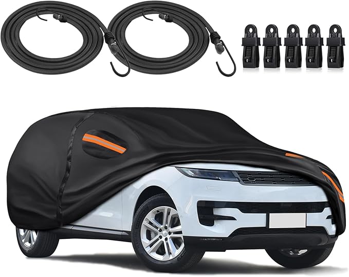 KEYOOG Car Cover Waterproof All Weather Fit for 2014-2022 La-nd Rover Range Rover Sport, 600D Oxford Cloth Heavy Duty, Sun Hail Protector Seal Skin Outdoor Car Covers with Door Zipper/Cotton Lining