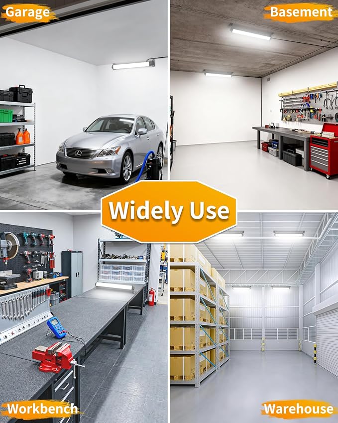 40W LED Shop Lights with 6.6FT Cord, Swtich, 5400LM Plug in Garage Light, 6000K Daylight Shop Lights for Garage, Workshop, Warehouse, Indoor (1 Pack)