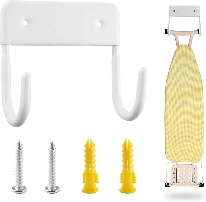 COKUMA Ironing Board Holder, Sturdy and Space-Saving Ironing Board Hanger Wall Mount Suit for Most Iron Board and Step Ladder in Laundry Room, Garage and Storage Room
