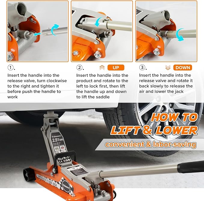 Donext 2.5 Ton Low Profile Racing Floor Jack, Heavy Duty Steel Construction, Lifting Range 3.35"-14.17"